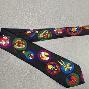 Vintage 1993 LOONEY TUNES Mania Warner Bros Neck Tie Cartoon Novelty Black